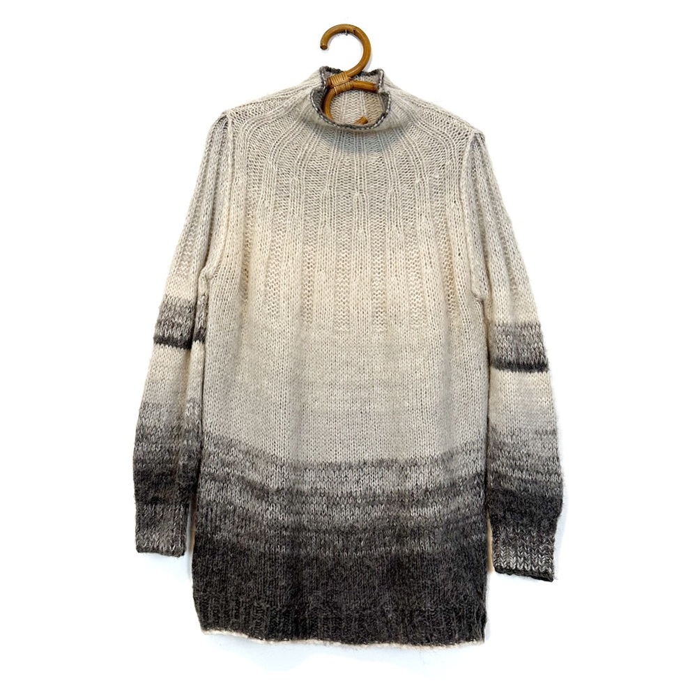 Anthropologie | Oversized Ombre Mock Neck Sweater Size S Wool Alpaca Blend‎